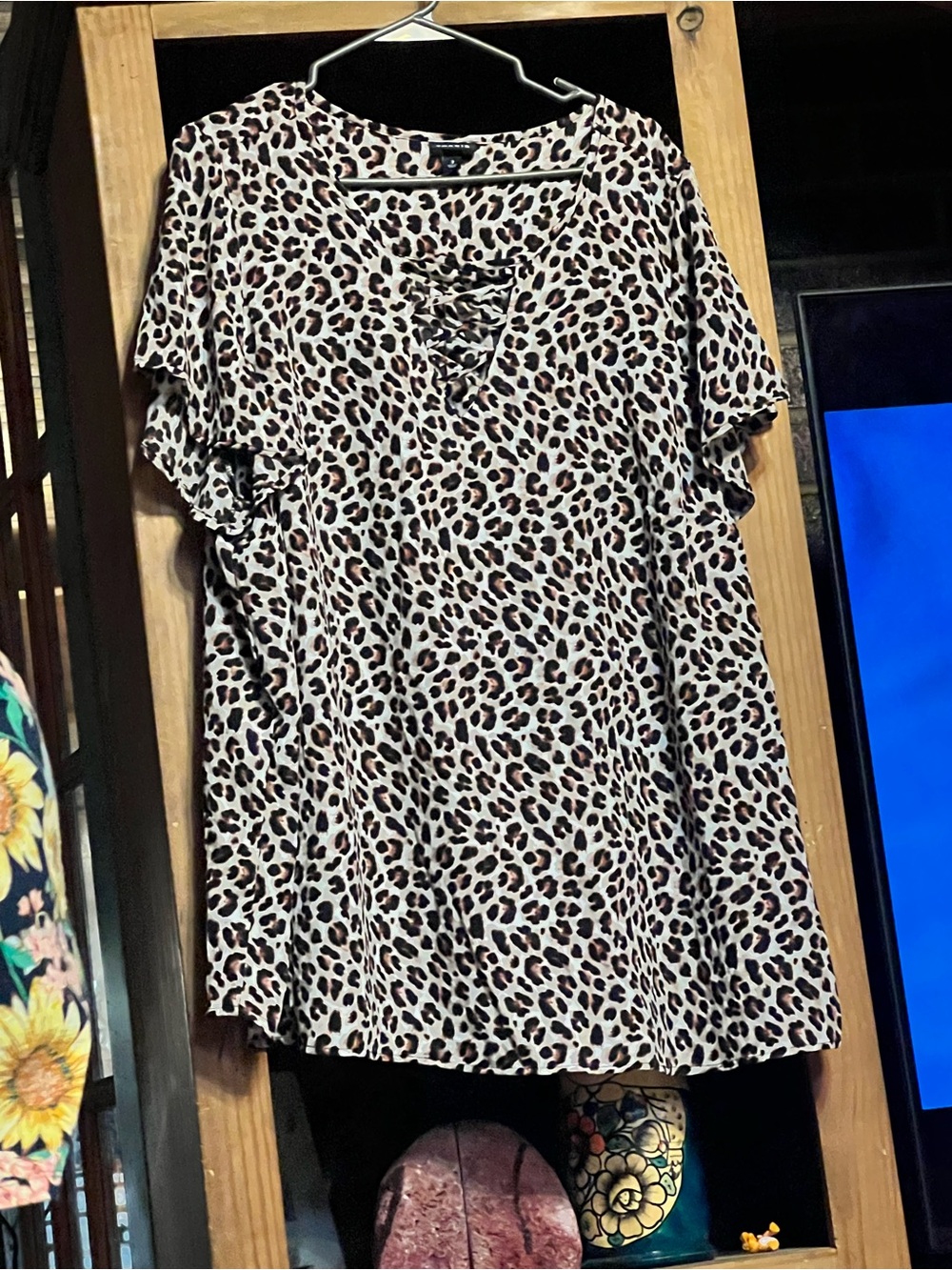 torrid Leopard Print Lace-Up V-Neck Top - Beige and Brown